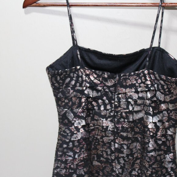 COLLECTION DRESSBARN Spaghetti Strap Metallic Print Evening Mini Dress 6 EUC - Picture 7 of 12